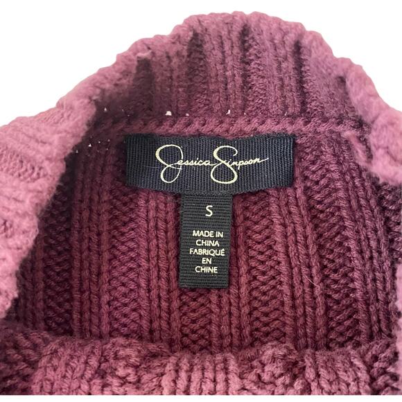 Jessica Simpson Purple Knit Cut Out Sleeve Sweater Womens Size Small - Picture 4 of 8